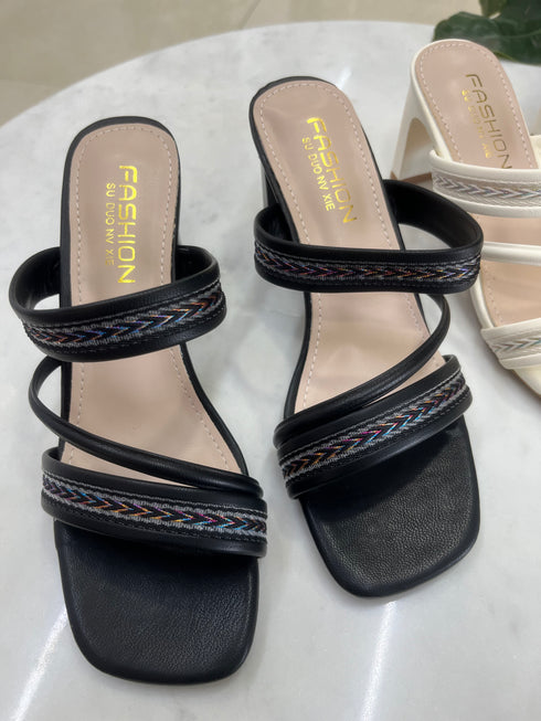 Vintage Double Strap Slid on Heels
